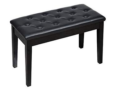 TMS Black Ebony Wood Leather Piano Bench