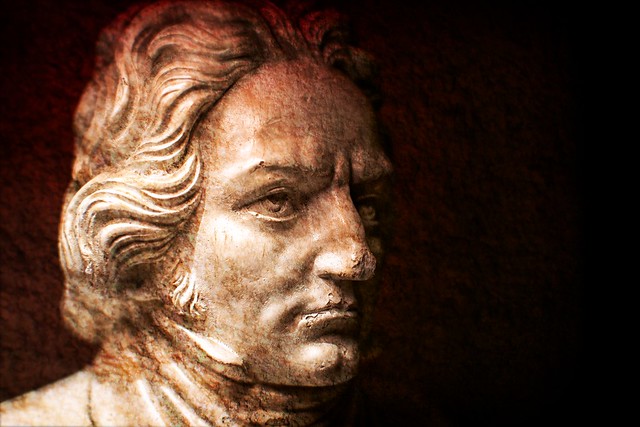 Painted image of a statue of Beethoven